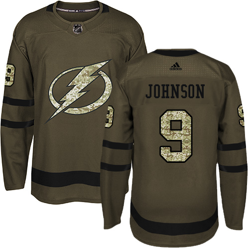 Adidas Lightning #9 Tyler Johnson Green Salute to Service Stitched NHL Jersey - Click Image to Close